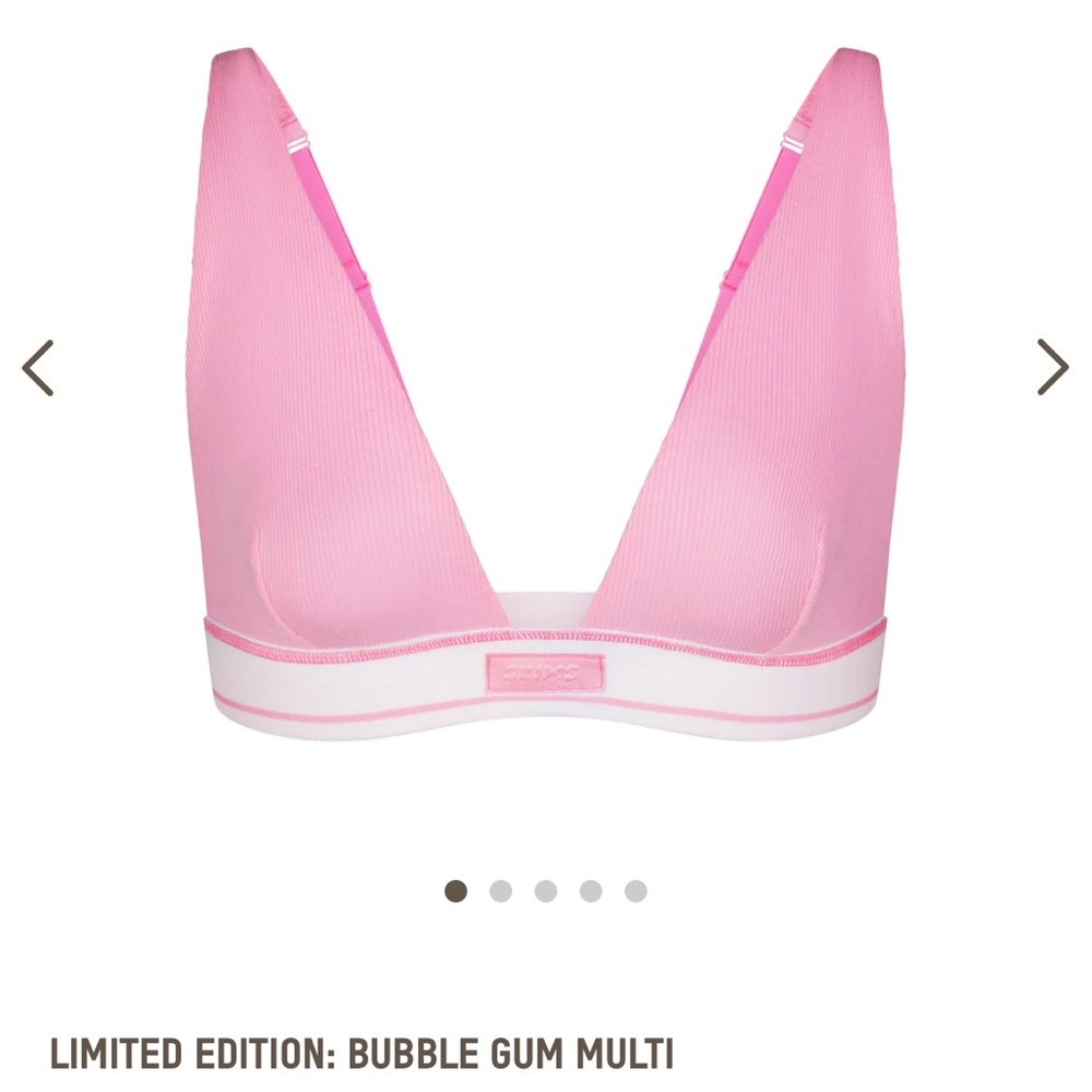 Skims Limited Edition Bubble Gum Cotton Rib Plunge Bralette